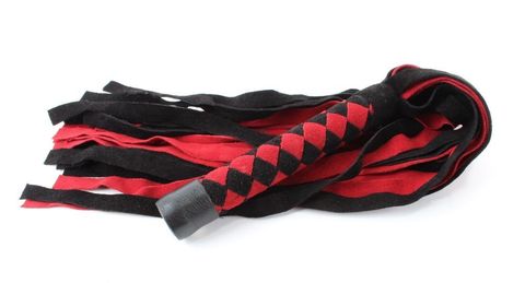 Черно-красная замшевая плеть с ромбами на рукояти - 60 см. - БДСМ Арсенал 54047ars