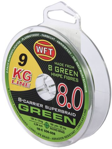 Леска плетёная WFT KG x8 Green 150 м, 0.08 мм