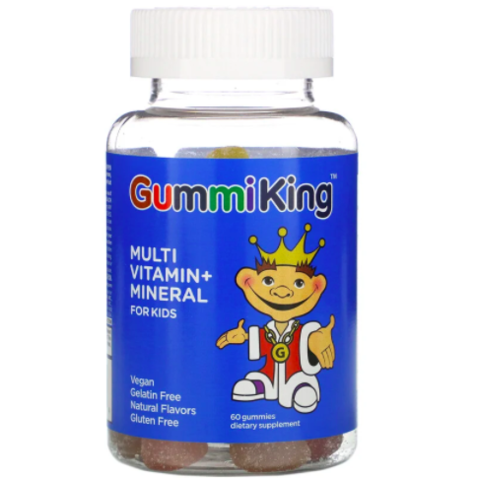 GummiKing, Мультивитамины и минералы, ассорти вкусов, 60 жевательных конфет