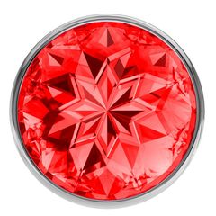 Большая серебристая анальная пробка Diamond Red Sparkle Large с красным кристаллом - 8 см. - 