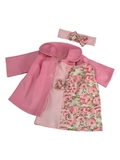 Комплект: Пальто вельвет и трикотажное платье - Розовый. Одежда для кукол, пупсов и мягких игрушек.