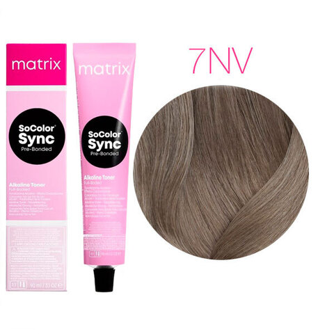 Matrix SoColor Sync Pre-Bonded 7NV блондин натуральный перламутровый, тонирующая краска для волос без аммиака с бондером