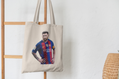 Сумка-шоппер с принтом Лионель Месси (Lionel Messi) бежевая 006