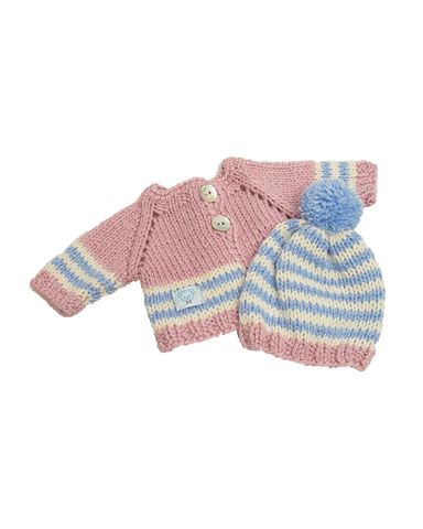 Вязаный жакет и шапочка с помпоном - Голубой / розовый. Одежда для кукол, пупсов и мягких игрушек.
