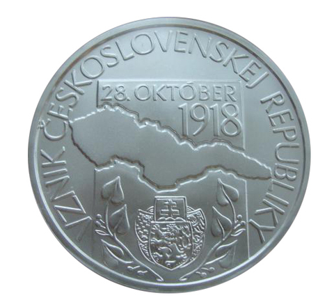 Словакия 10 евро 2018 100 лет со дня формирование Чехословацкой республики Герб Карта BU СЕРЕБРО