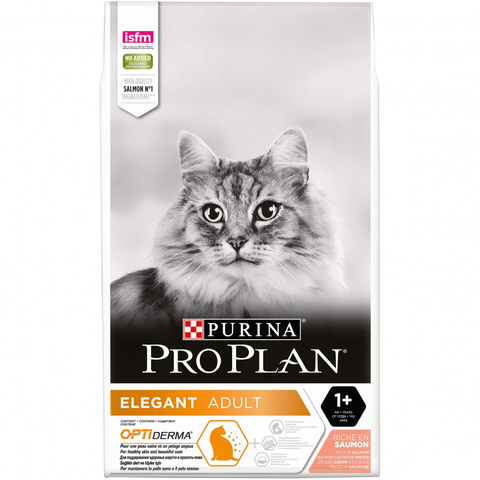 Pro Plan OPTIDERMA Д/шерсти кошки Лосось, сухой (10 кг)