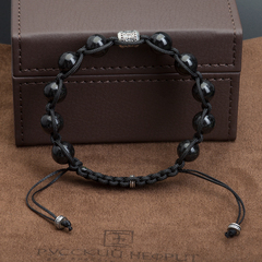 Браслет Шамбала. Черный нефрит. 10мм.