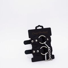 Черные кожаные оковы с кольцом - 