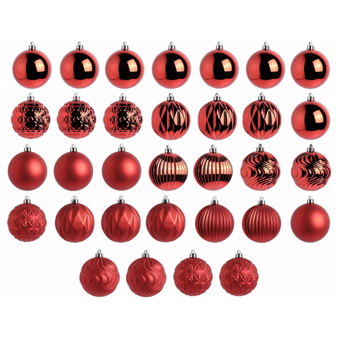 Набор ёлочных украшений (шар) Vintertid, 32 шт, 8 см, пластик, красный