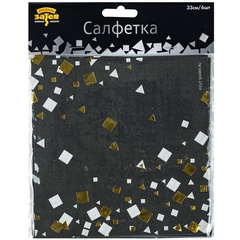 Салфетки, Конфетти Party, Черный, 33*33 см, 6 шт.