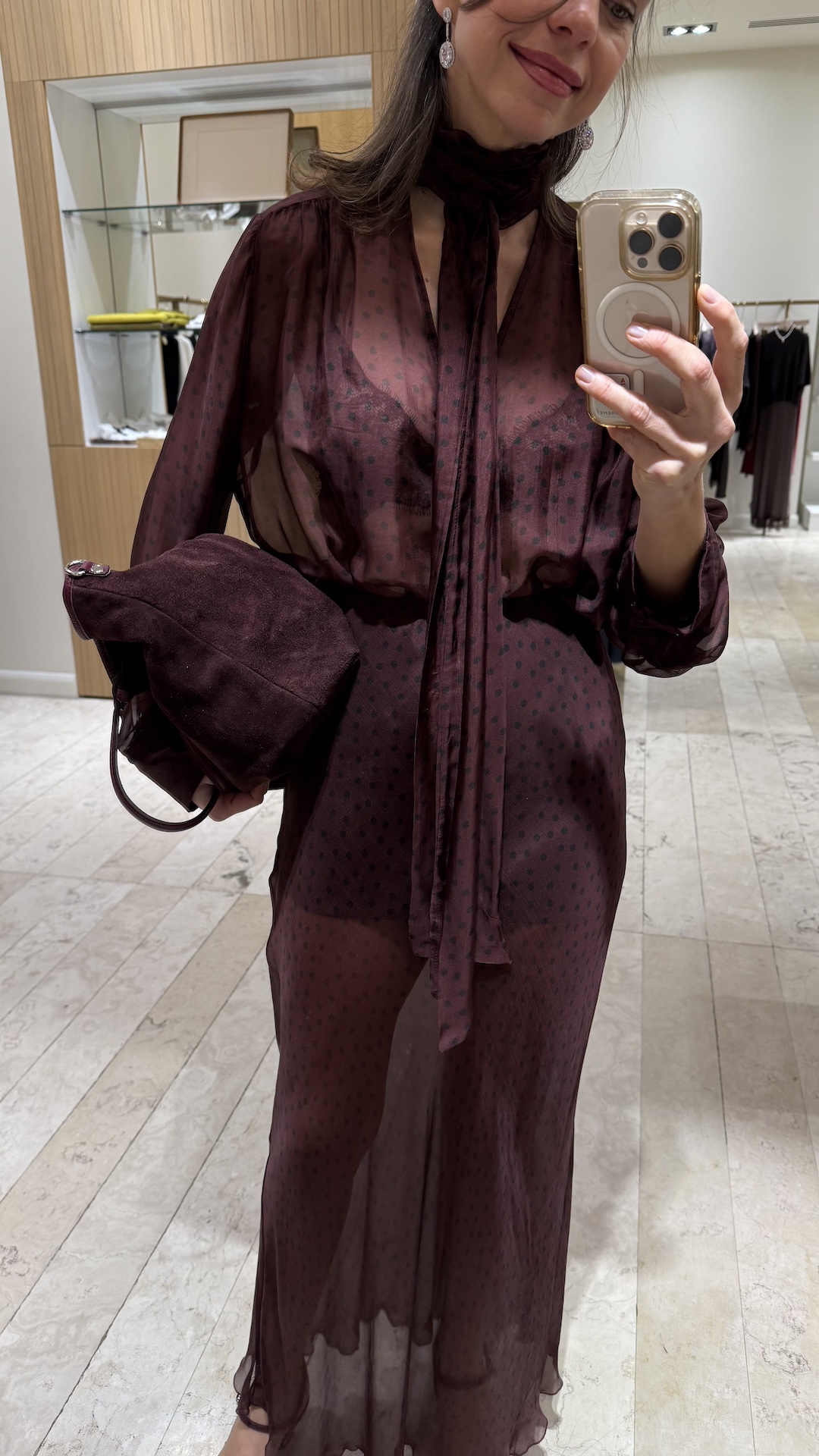 Блуза из шелка и вискозы в горошек