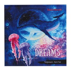 
          Скетчбук 160*160 мм., 64л., "Медузы и кит", 120 г/м2, Проф-Пресс, 7БЦ, ламинация, жёсткая подложка, черный офсет