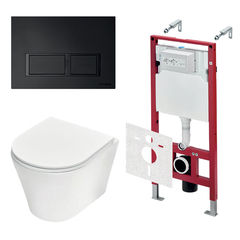 TECE K401204WCK TECEspring Base Комплект 4 в 1 инсталяция, панель смыва с прямоугольными кнопками, черн. мат., унитаз модель K фото