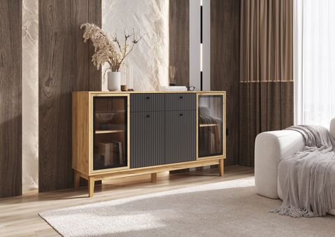 Оливия Комод (рамка AGT) (Браш Графит, Дуб Крафт)