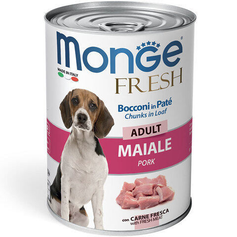 Купить мясной рулет Monge Fresh Chunks Adult with Pork с свининой для взрослых собак всех пород 400 гр