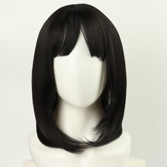 Парик искусственный с чёлкой, 30 см. чёрный