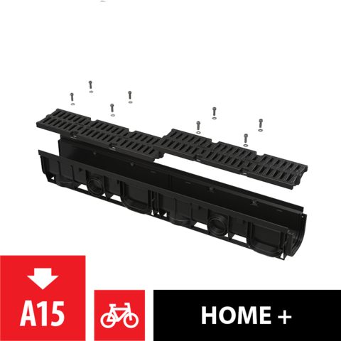 Дренажный канал 100 мм с пластиковой решеткой, класс A15, арт. AVZ104-R401 AlcaPlast