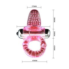 Эрекционное кольцо с вибростимулятором клитора в форме язычка - 