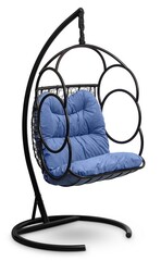 Подвесное кресло-кокон SENATORE черное, синяя подушка (Laura Outdoor)
