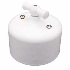 Бирони Выключатель 1кл прох. пластик белый d65х8,5мм 12шт