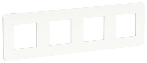 Рамка на 4 поста. Цвет Белый/белый. Schneider Electric Unica Studio. NU280818
