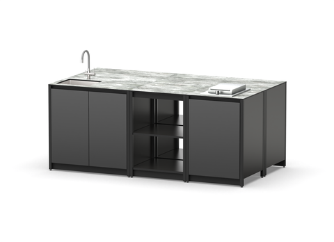 Остров кухонный уличный R-403SP, 2.1 м, черный/серый каспий