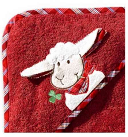 Полотенце детское с уголком 100х100 Morgenstern Sleepy Sheppy Farm Rot 2927 красное