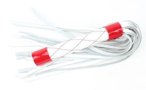 Бело-красная плеть средней длины с ручкой - 44 см. - БДСМ Арсенал 54048ars