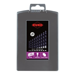 Набор сверл по металлу 1-13мм 25шт DIN338 HSSE-Co8 TiALN 130° (пл. кейс) Ruko 281215EFRO