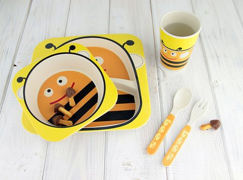 Комплект детской посуды из бамбука Пчелка