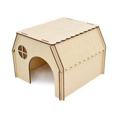 ЗооЭкспресс домик для грызунов Плоская резная крыша, окошко, фанера 20*15*10 см