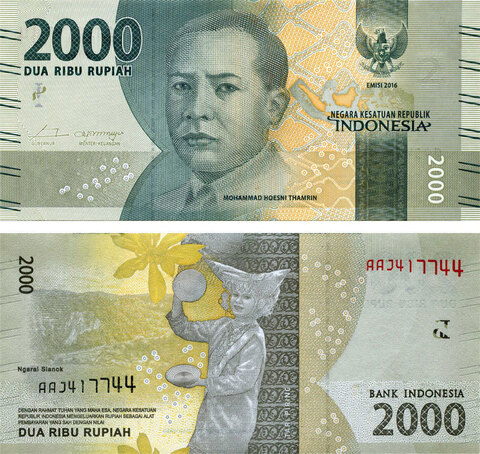 Банкнота Индонезия 2000 рупий 2016 год. Новый тип. UNC