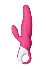 Ярко-розовый вибратор  Satisfyer Vibes Mr. Rabbit с клиторальным отростком - 22,1 см. - 