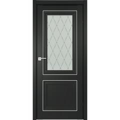 Купить Межкомнатная дверь экошпон винил Прадо черная молдинг серебро остеклённая
