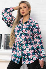 Блуза хлопковая Танец линий (зеленая) Б14857-14М LT Collection