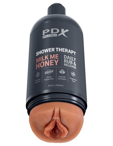 Мастурбатор-вагина цвета карамели Shower Therapy Milk Me Honey - Pipedream PDX Plus RD62122