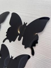 Наклейки Бабочки, Бумага без вырубки, Черные, 12 шт. / 7*5,5см - 8 шт., 8,5*7см - 2 шт., 11,5*9,5см - 2 шт.