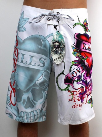 Ed Hardy Shorts Love Kills White