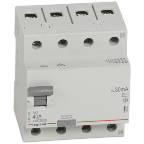 Выключатель дифференционного тока УЗО (ВДТ) RX - 4P - 40 A, 30 мА, Тип АС. Legrand (Легранд). 402063
