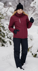 Премиальный теплый зимний костюм Nordski Mount Wine женский с высокой спинкой