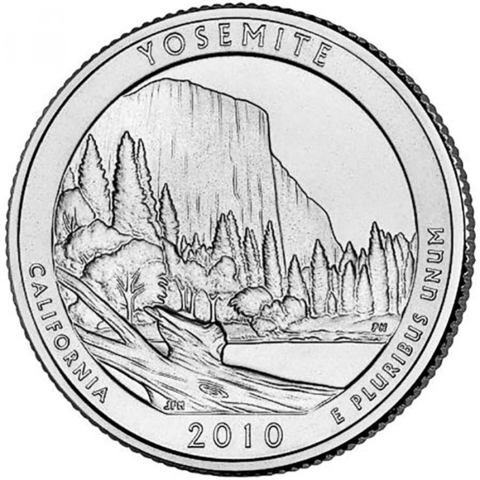 США. 25 центов(квотер). Парки. №03. 2010. Yosemite National Park. P. UNC