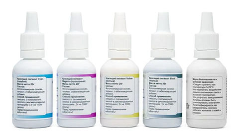 Набор пигментов для фотополимера SMOLA CMYK+W (5 шт x 20 гр)