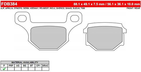 FDB384P Тормозные колодки дисковые MOTO, блистер 2 шт