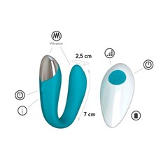 Вибратор для пар с пультом ДУ Fera, цвет морская волна (INFINITE)