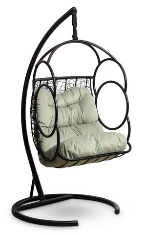 Подвесное кресло-кокон SENATORE черное, светло-зеленая подушка (Laura Outdoor)
