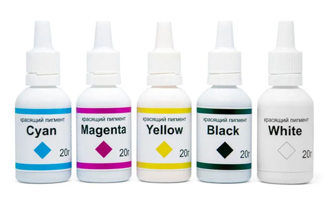 Набор пигментов для фотополимера SMOLA CMYK+W (5 шт x 20 гр)