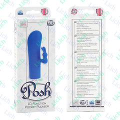 Синий вибромассажер с  клиторальным стимулятором серии Posh
