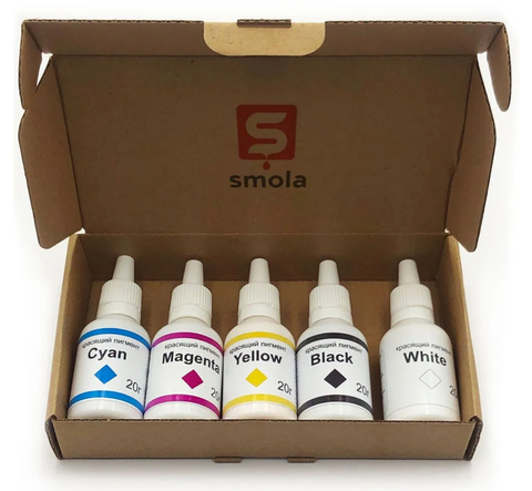 Набор пигментов для фотополимера SMOLA CMYK+W (5 шт x 20 гр)