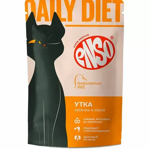 ENSO DAILY DIET пауч для взрослых кошек профилактика МКБ, кусочки в соусе с уткой 85г
