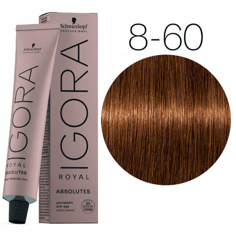 Schwarzkopf Igora Absolutes 8-60 (Светлый русый шоколадный натуральный) - Стойка крем-краска для окрашивания зрелых волос